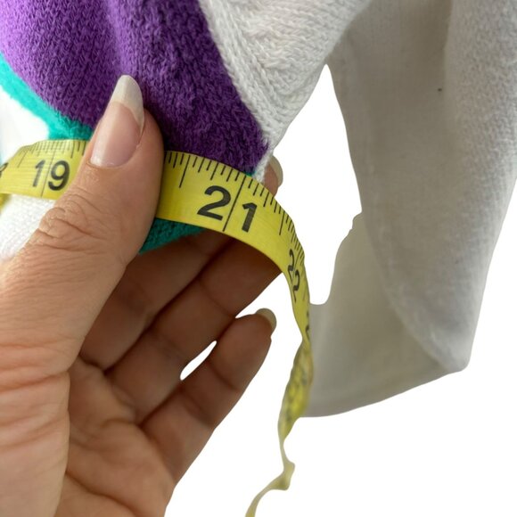 Vintage 90s White Purple Phoenician Cotton Golf Sweater Large - Picture 8 of 9